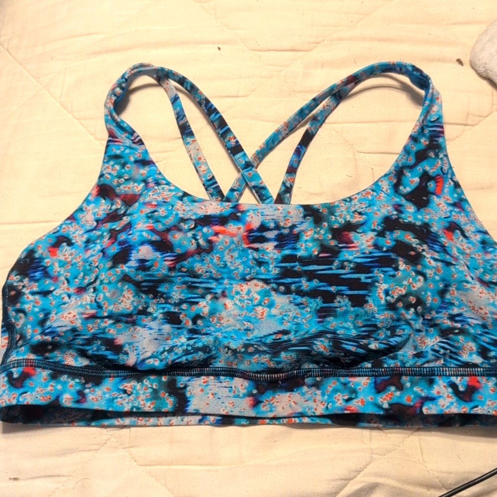 Lululemon athletica Blue & Black Print Sports Bra LIKE NEW SIZE 12